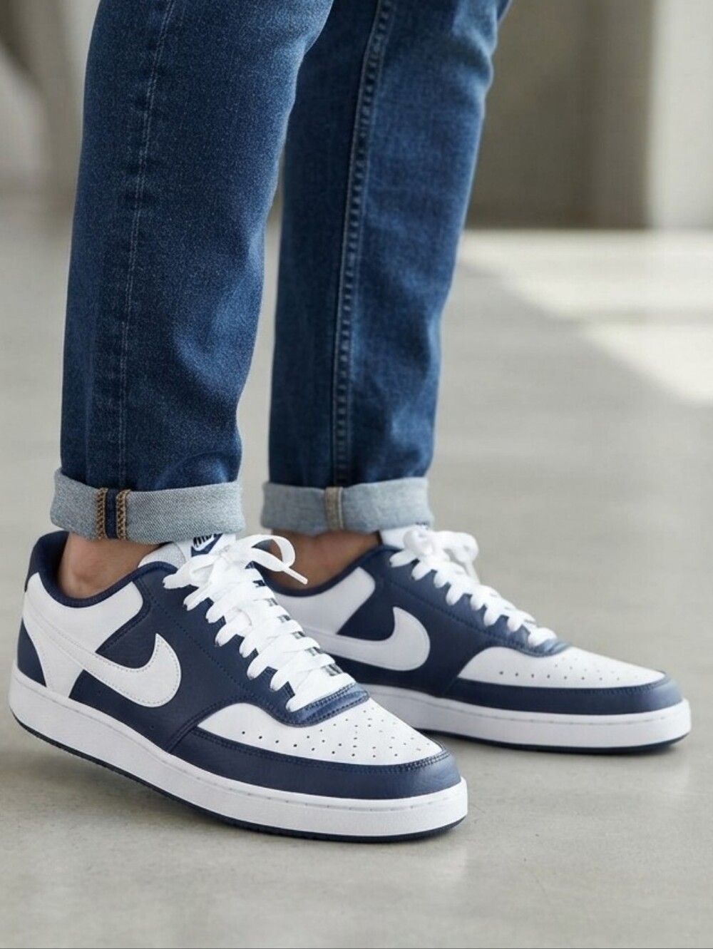 Nike Mens Air Court Vision Low Max Force Blue / White Sneaker Trainer Shoes M 9